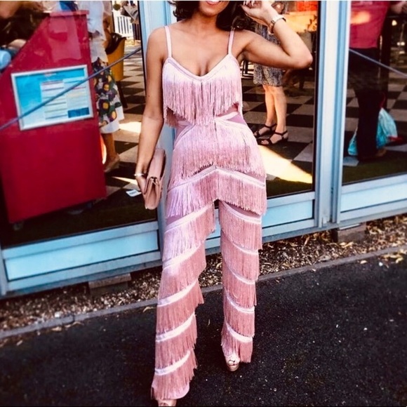 Pants & Jumpsuits Pink Fringe Jumpsuit Poshmark